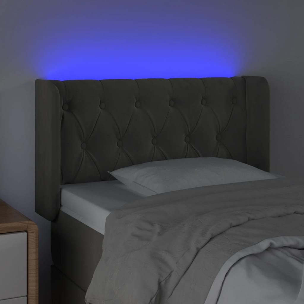 Hoofdbord LED 83x16x78/88 cm fluweel donkergrijs is nu te koop bij PeponiXL, paradijselijk wonen!