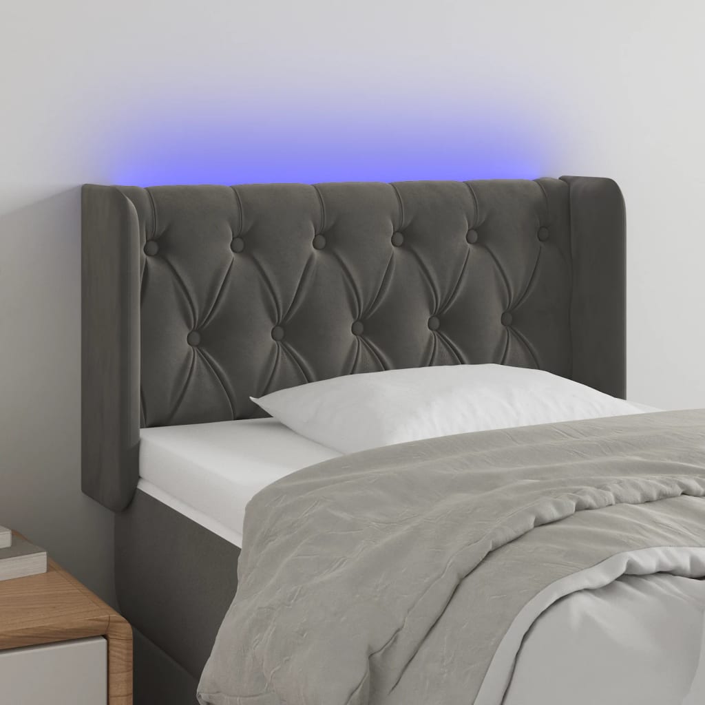 Hoofdbord LED 83x16x78/88 cm fluweel donkergrijs is nu te koop bij PeponiXL, paradijselijk wonen!