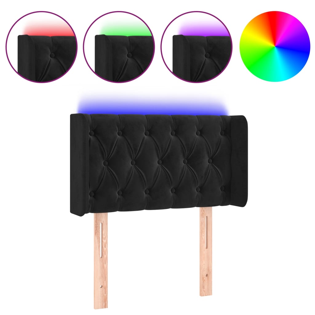 Hoofdbord LED 83x16x78/88 cm fluweel zwart is nu te koop bij PeponiXL, paradijselijk wonen!