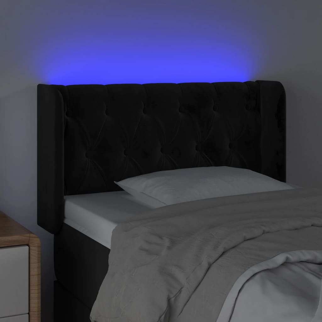 Hoofdbord LED 83x16x78/88 cm fluweel zwart is nu te koop bij PeponiXL, paradijselijk wonen!