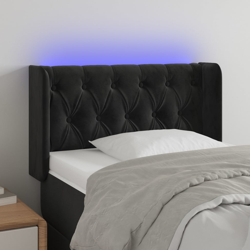 Hoofdbord LED 83x16x78/88 cm fluweel zwart is nu te koop bij PeponiXL, paradijselijk wonen!