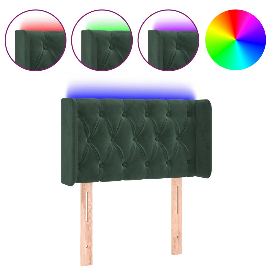 Hoofdbord LED 83x16x78/88 cm fluweel donkergroen is nu te koop bij PeponiXL, paradijselijk wonen!