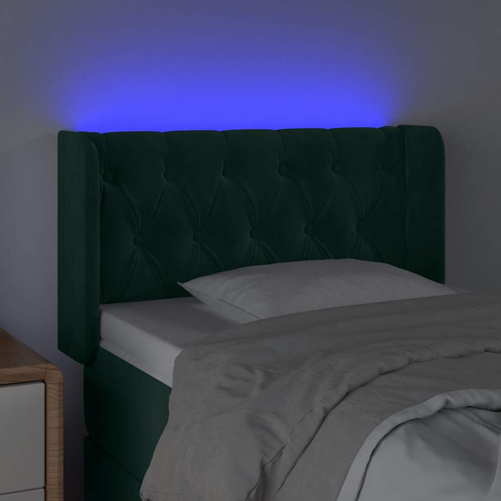 Hoofdbord LED 83x16x78/88 cm fluweel donkergroen is nu te koop bij PeponiXL, paradijselijk wonen!