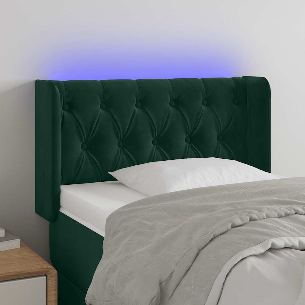 Hoofdbord LED 83x16x78/88 cm fluweel donkergroen is nu te koop bij PeponiXL, paradijselijk wonen!