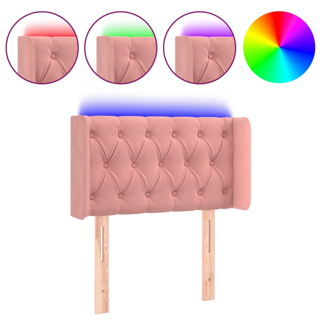 Hoofdbord LED 83x16x78/88 cm fluweel roze is nu te koop bij PeponiXL, paradijselijk wonen!