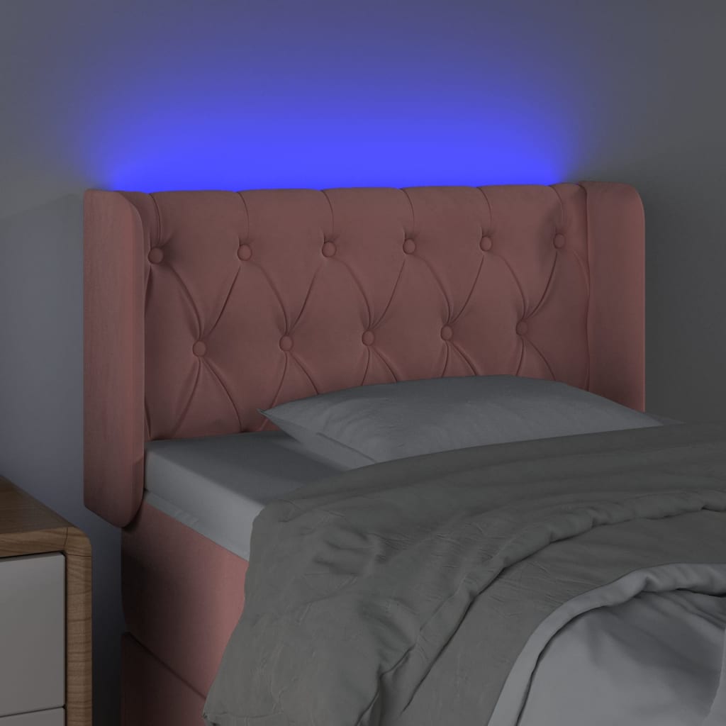 Hoofdbord LED 83x16x78/88 cm fluweel roze is nu te koop bij PeponiXL, paradijselijk wonen!
