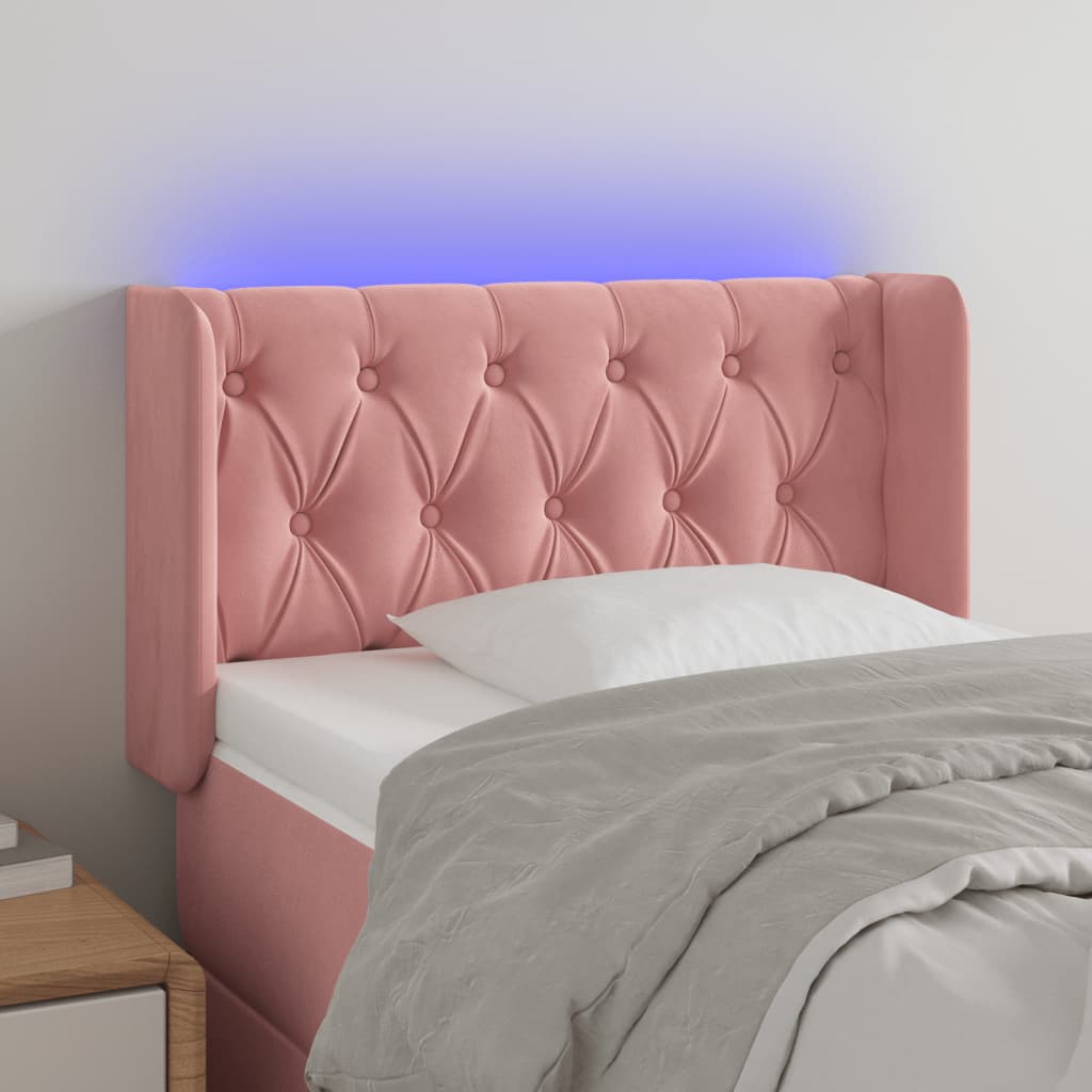 Hoofdbord LED 83x16x78/88 cm fluweel roze is nu te koop bij PeponiXL, paradijselijk wonen!
