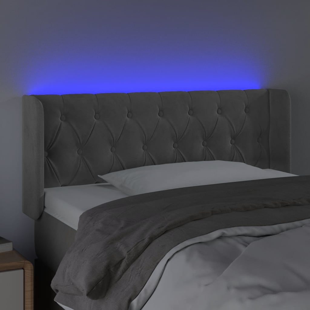 Hoofdbord LED 93x16x78/88 cm fluweel lichtgrijs is nu te koop bij PeponiXL, paradijselijk wonen!