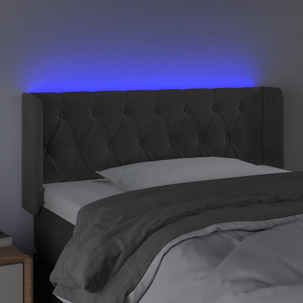 Hoofdbord LED 93x16x78/88 cm fluweel donkergrijs is nu te koop bij PeponiXL, paradijselijk wonen!