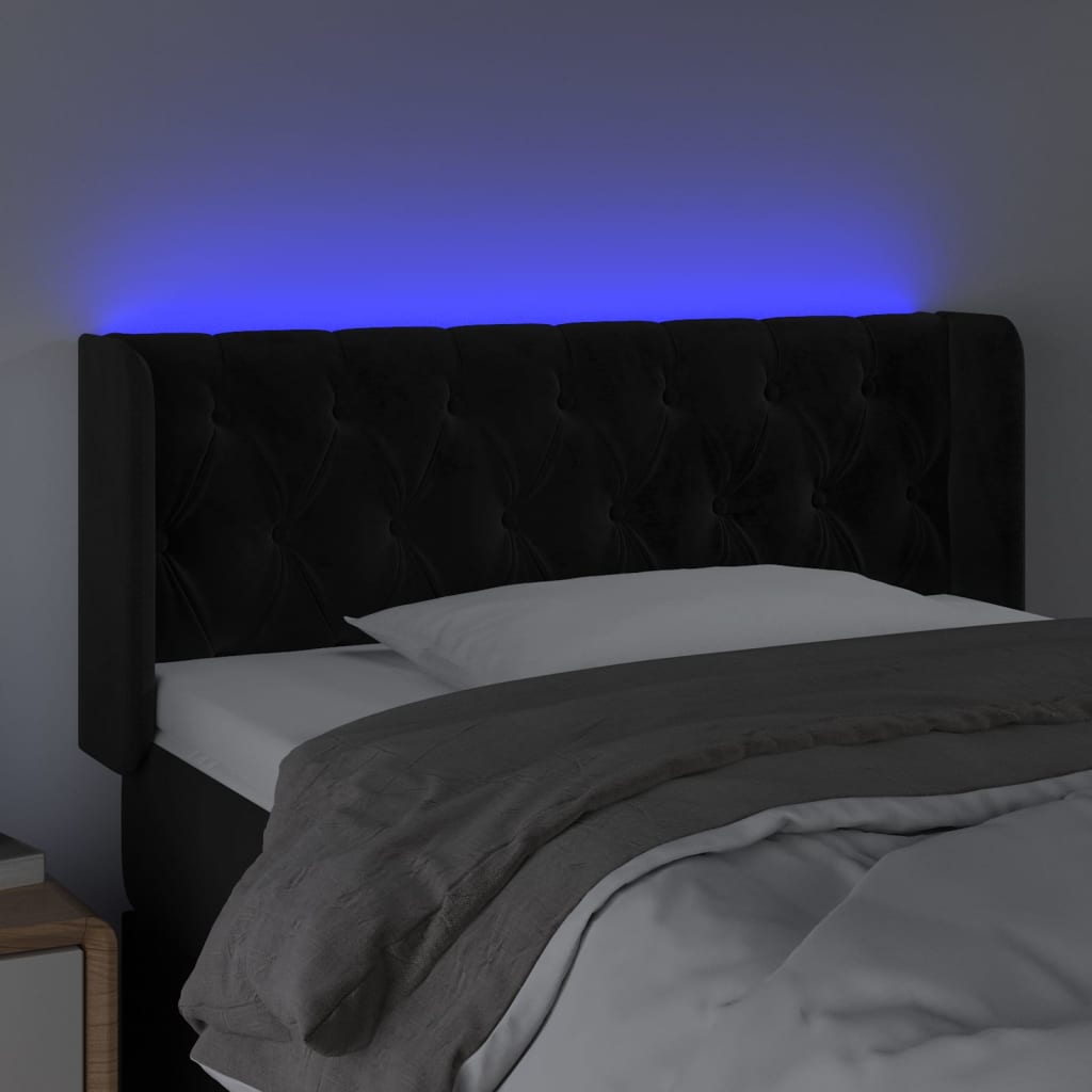 Hoofdbord LED 93x16x78/88 cm fluweel zwart is nu te koop bij PeponiXL, paradijselijk wonen!