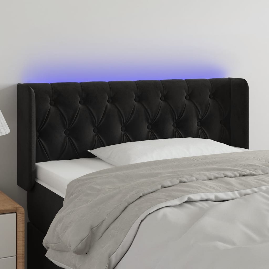 Hoofdbord LED 93x16x78/88 cm fluweel zwart is nu te koop bij PeponiXL, paradijselijk wonen!