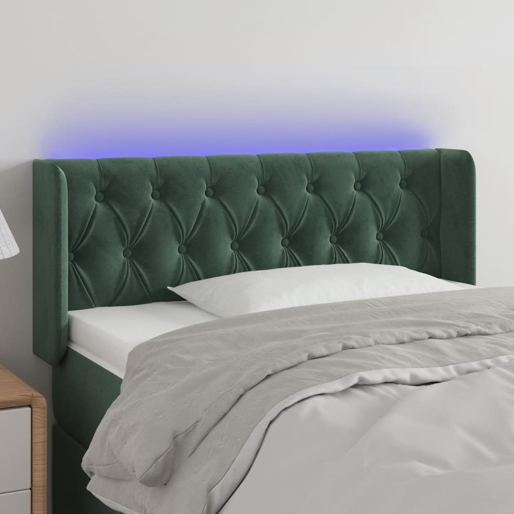 Hoofdbord LED 93x16x78/88 cm fluweel donkergroen is nu te koop bij PeponiXL, paradijselijk wonen!