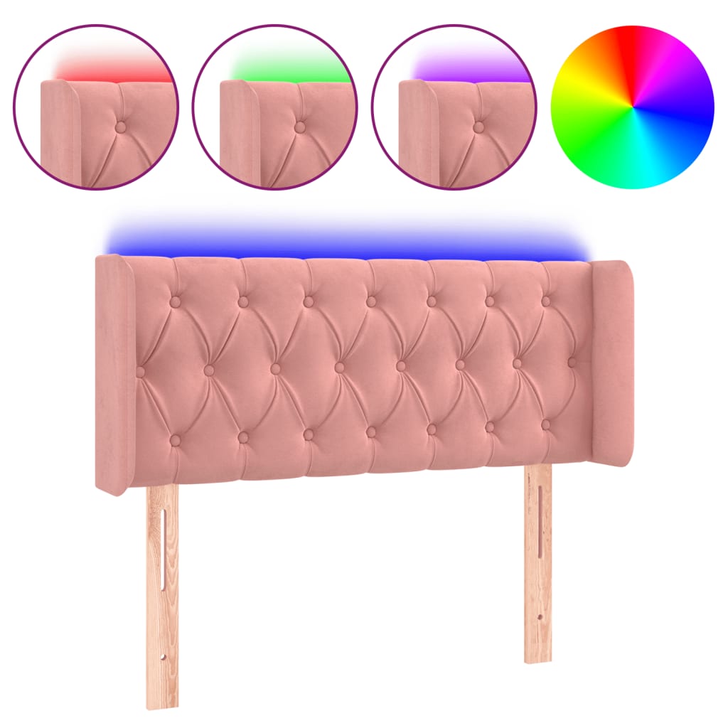 Hoofdbord LED 93x16x78/88 cm fluweel roze is nu te koop bij PeponiXL, paradijselijk wonen!