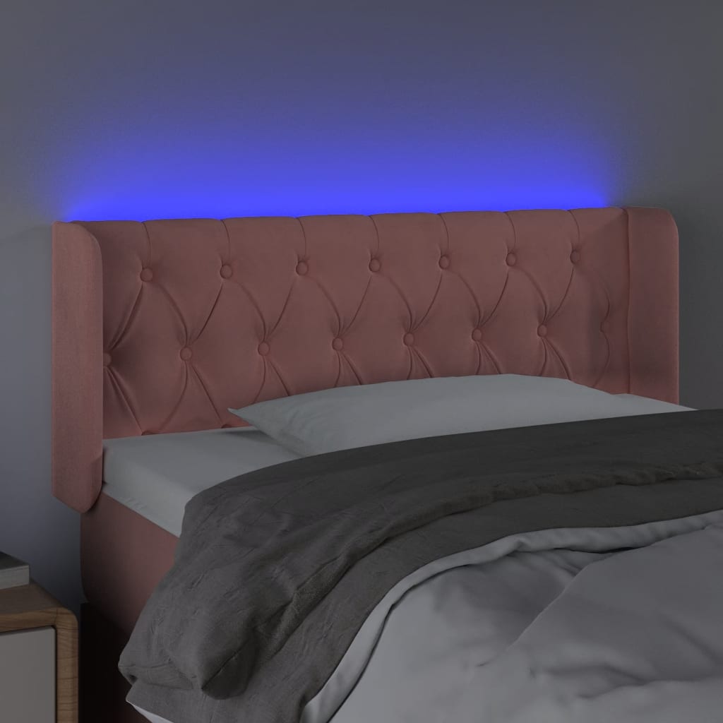 Hoofdbord LED 93x16x78/88 cm fluweel roze is nu te koop bij PeponiXL, paradijselijk wonen!