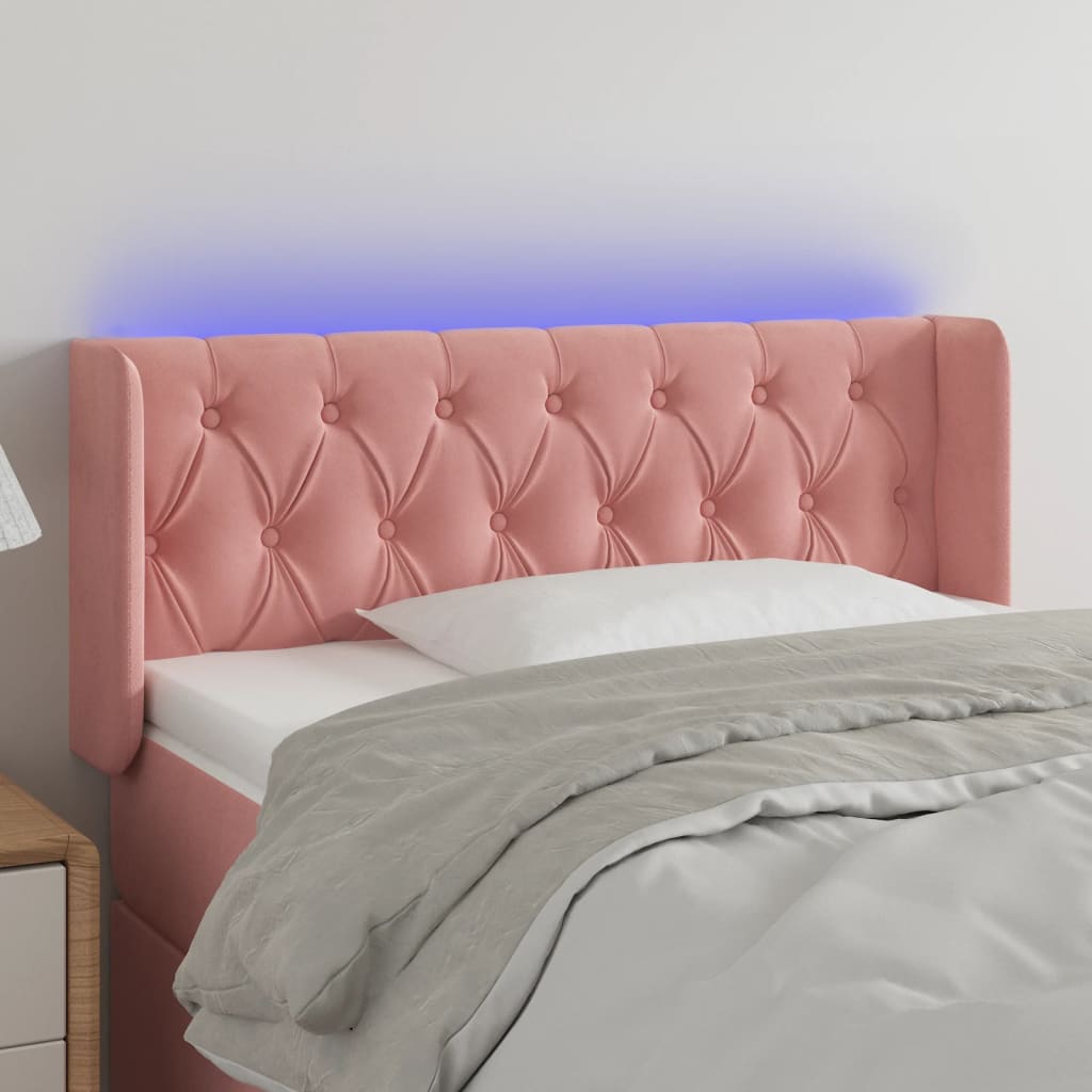 Hoofdbord LED 93x16x78/88 cm fluweel roze is nu te koop bij PeponiXL, paradijselijk wonen!