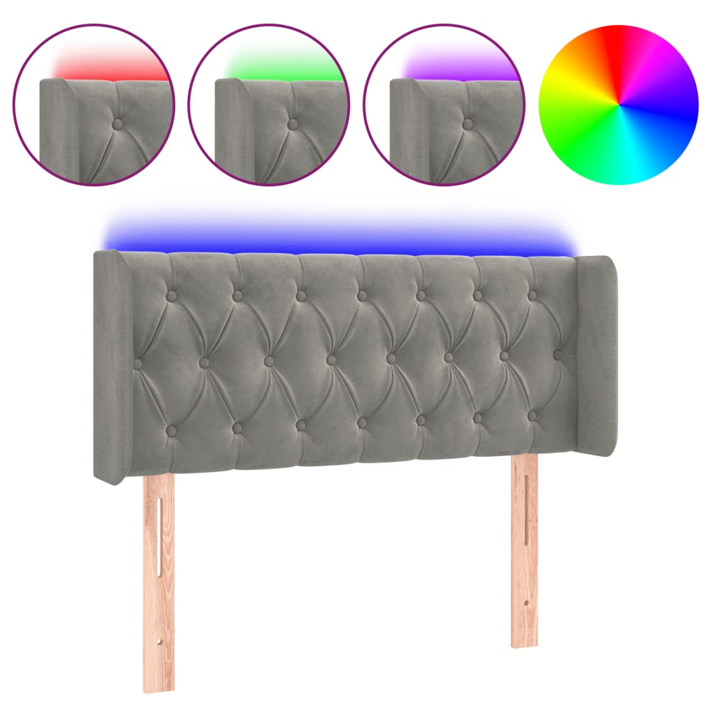 Hoofdbord LED 103x16x78/88 cm fluweel lichtgrijs is nu te koop bij PeponiXL, paradijselijk wonen!