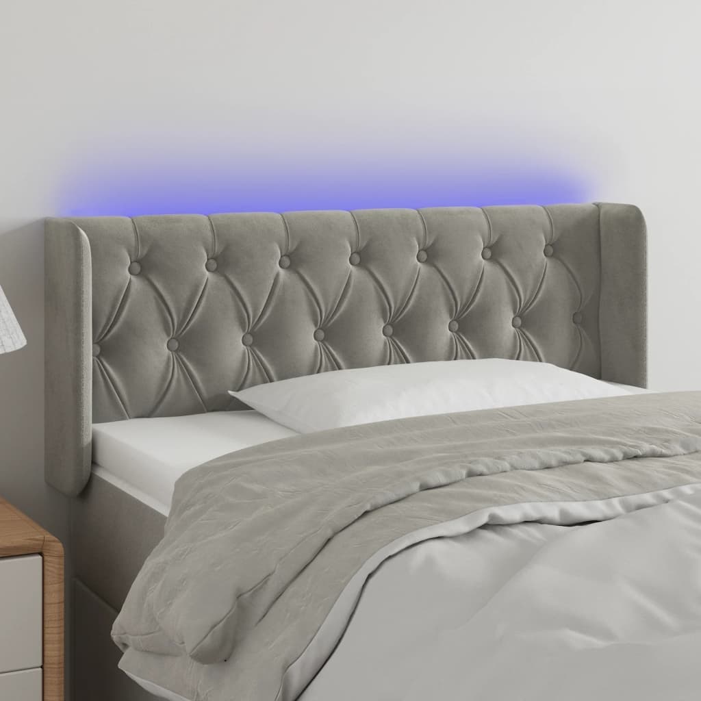 Hoofdbord LED 103x16x78/88 cm fluweel lichtgrijs is nu te koop bij PeponiXL, paradijselijk wonen!