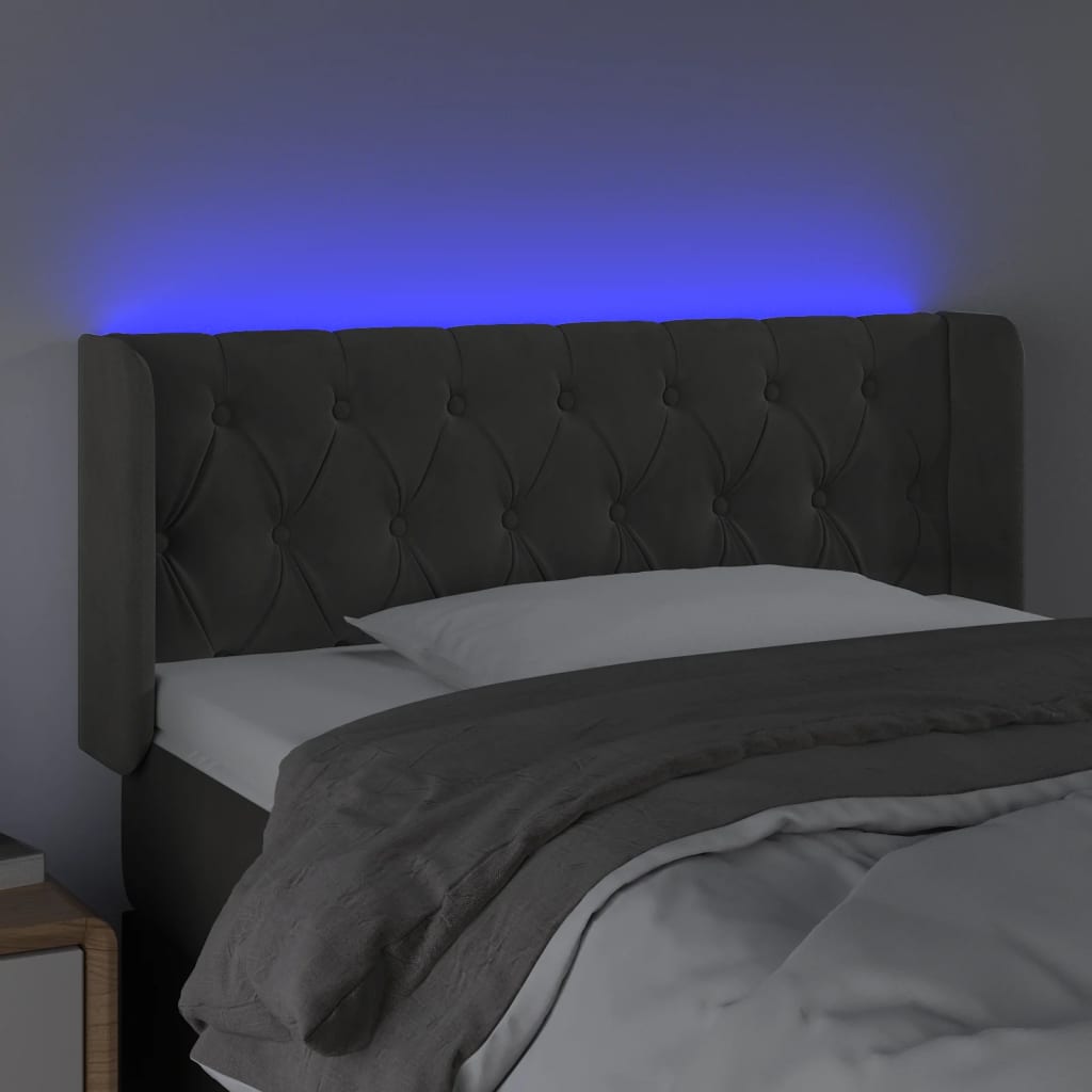 Hoofdbord LED 103x16x78/88 cm fluweel donkergrijs is nu te koop bij PeponiXL, paradijselijk wonen!