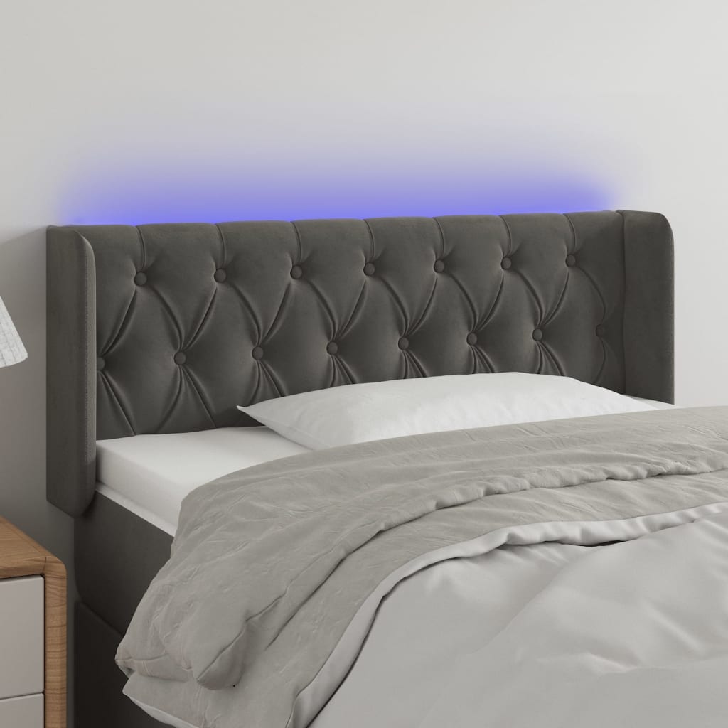 Hoofdbord LED 103x16x78/88 cm fluweel donkergrijs is nu te koop bij PeponiXL, paradijselijk wonen!