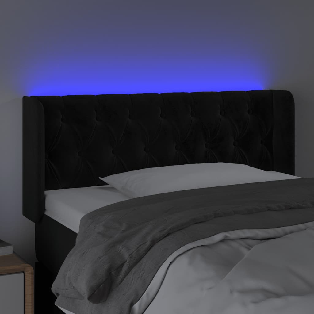Hoofdbord LED 103x16x78/88 cm fluweel zwart is nu te koop bij PeponiXL, paradijselijk wonen!