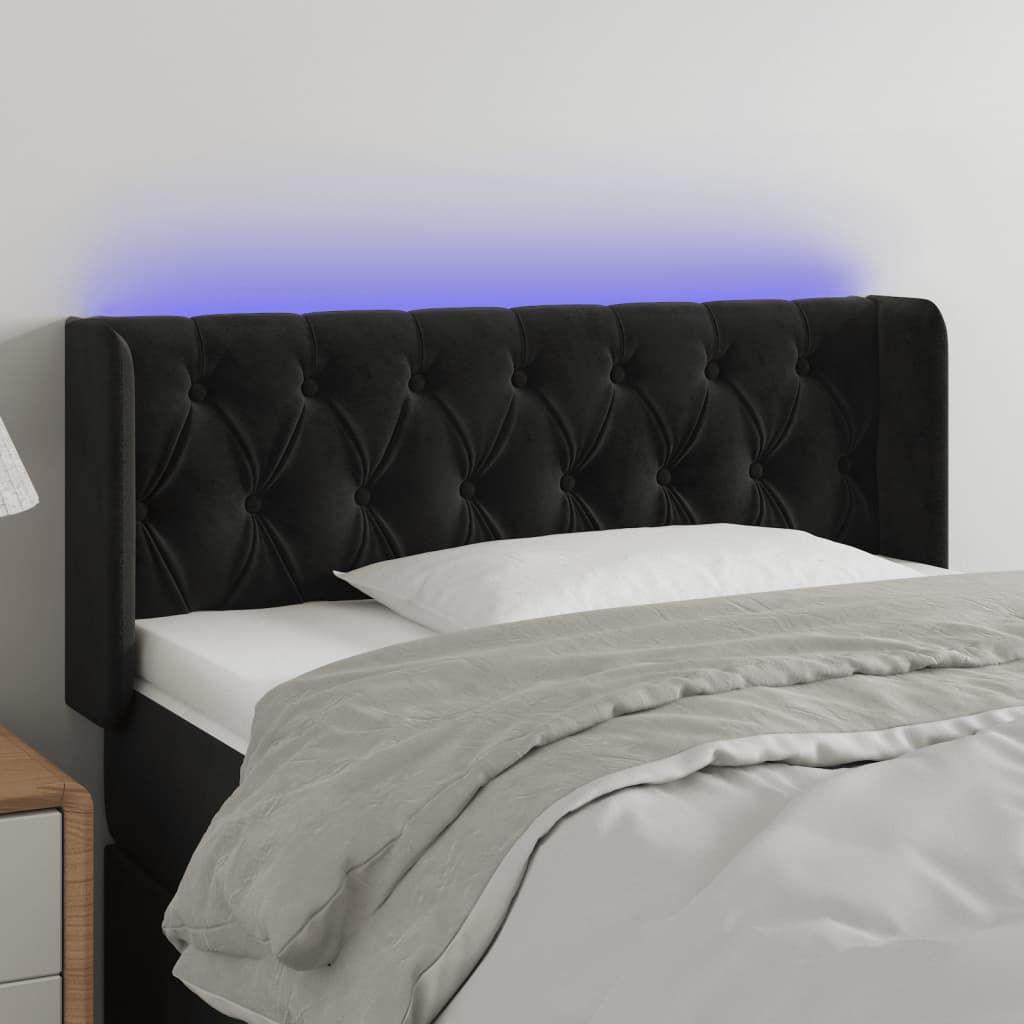 Hoofdbord LED 103x16x78/88 cm fluweel zwart is nu te koop bij PeponiXL, paradijselijk wonen!