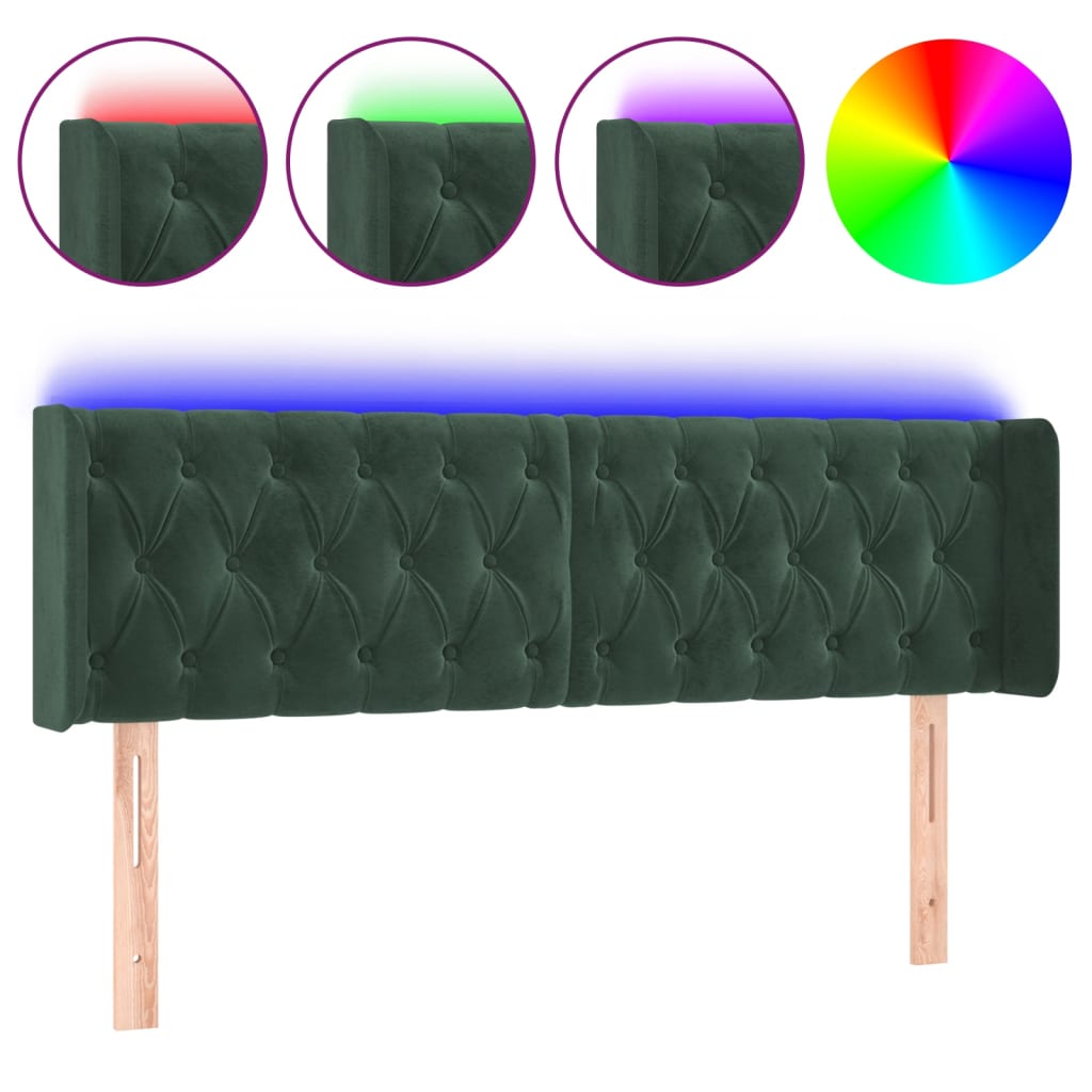 Hoofdbord LED 147x16x78/88 cm fluweel donkergroen is nu te koop bij PeponiXL, paradijselijk wonen!