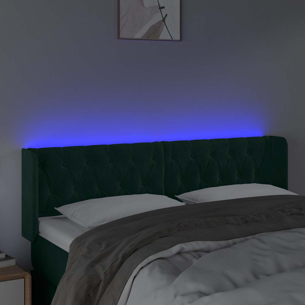 Hoofdbord LED 147x16x78/88 cm fluweel donkergroen is nu te koop bij PeponiXL, paradijselijk wonen!