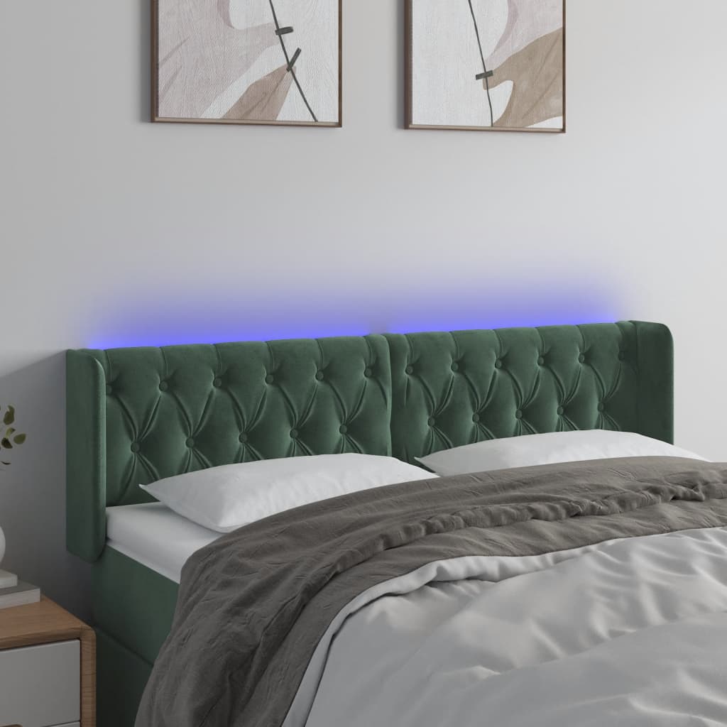 Hoofdbord LED 147x16x78/88 cm fluweel donkergroen is nu te koop bij PeponiXL, paradijselijk wonen!
