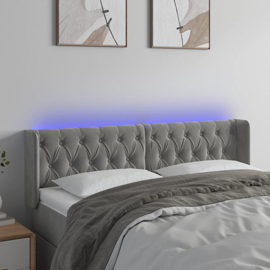Hoofdbord LED 163x16x78/88 cm fluweel lichtgrijs is nu te koop bij PeponiXL, paradijselijk wonen!