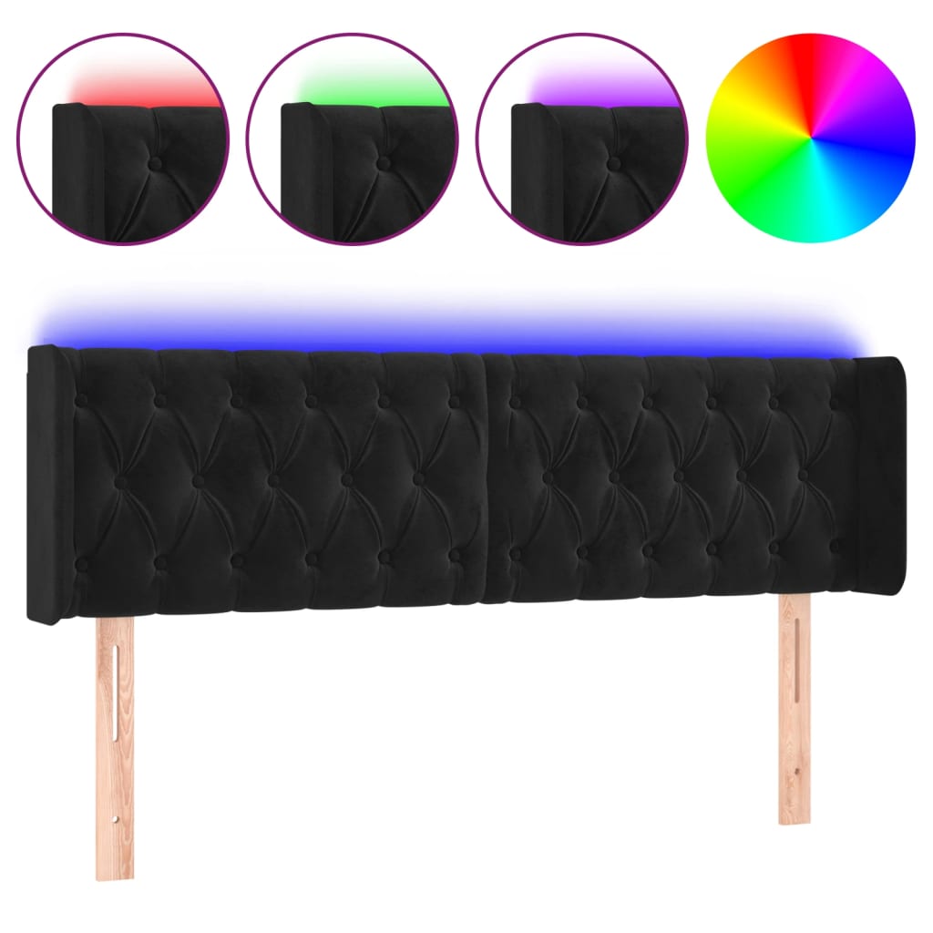 Hoofdbord LED 163x16x78/88 cm fluweel zwart is nu te koop bij PeponiXL, paradijselijk wonen!