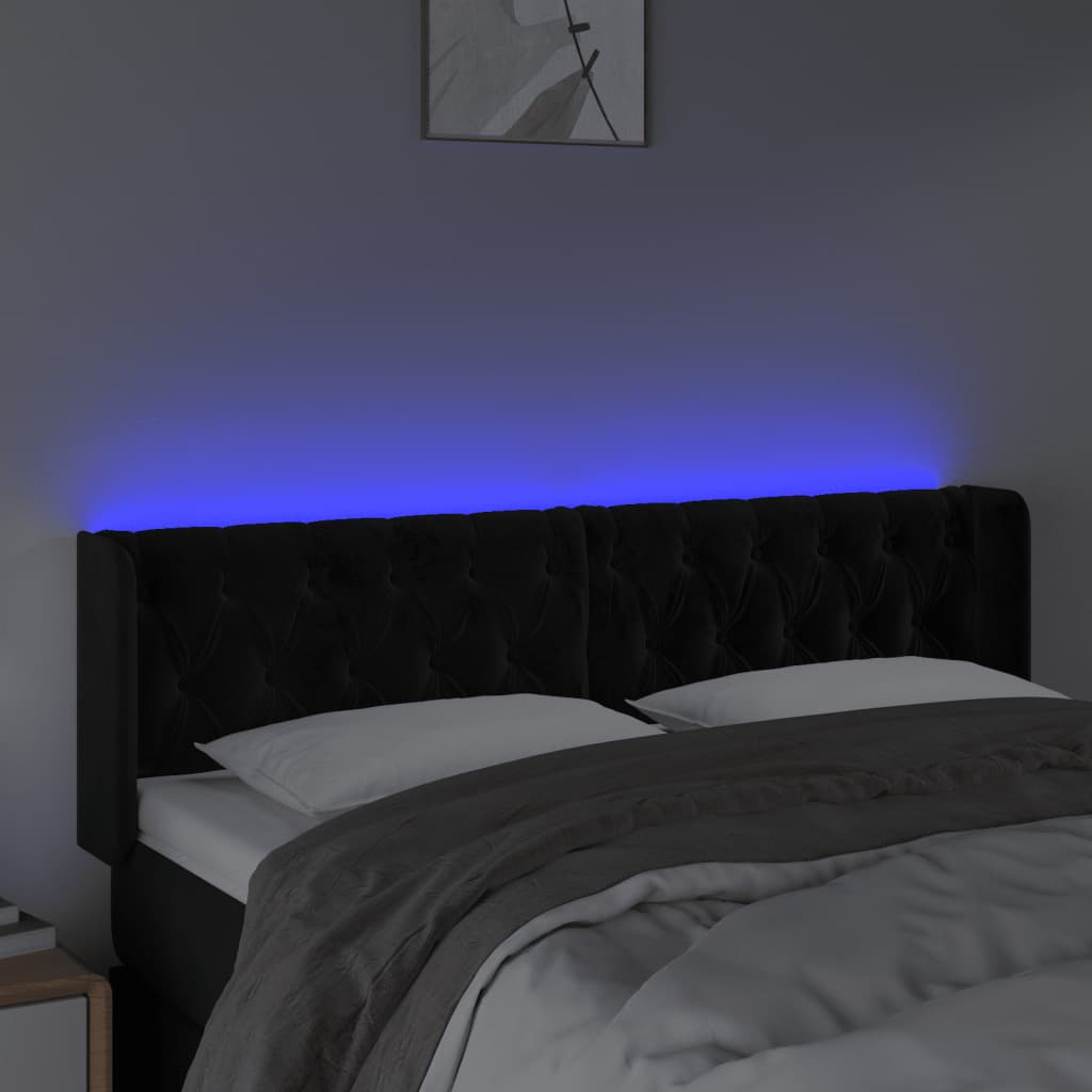 Hoofdbord LED 163x16x78/88 cm fluweel zwart is nu te koop bij PeponiXL, paradijselijk wonen!