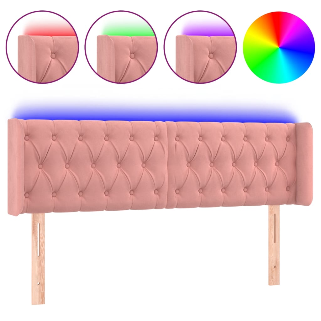 Hoofdbord LED 163x16x78/88 cm fluweel roze is nu te koop bij PeponiXL, paradijselijk wonen!