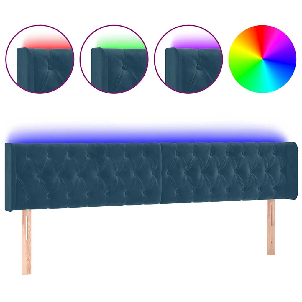Hoofdbord LED 183x16x78/88 cm fluweel donkerblauw is nu te koop bij PeponiXL, paradijselijk wonen!