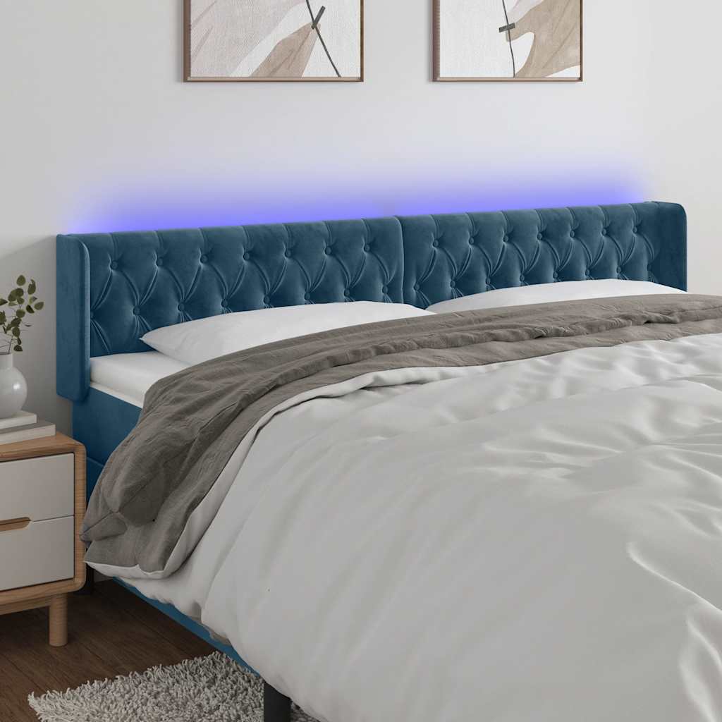 Hoofdbord LED 183x16x78/88 cm fluweel donkerblauw is nu te koop bij PeponiXL, paradijselijk wonen!
