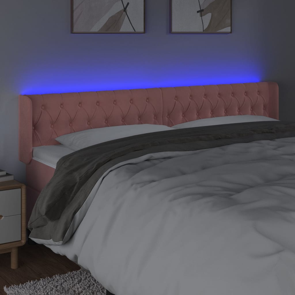 Hoofdbord LED 183x16x78/88 cm fluweel roze is nu te koop bij PeponiXL, paradijselijk wonen!