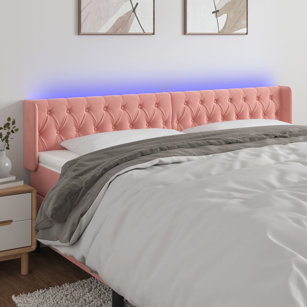 Hoofdbord LED 183x16x78/88 cm fluweel roze is nu te koop bij PeponiXL, paradijselijk wonen!