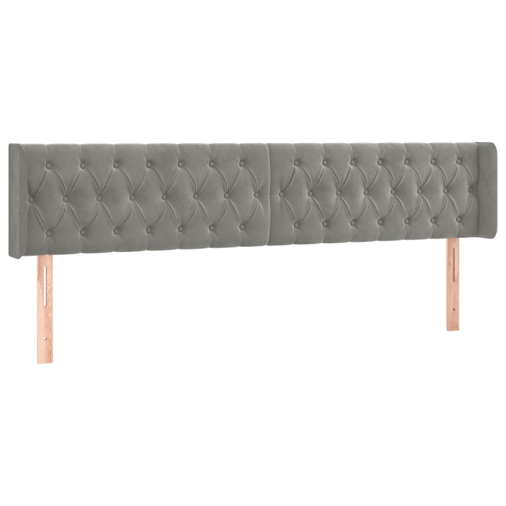 Hoofdbord LED 203x16x78/88 cm fluweel lichtgrijs is nu te koop bij PeponiXL, paradijselijk wonen!