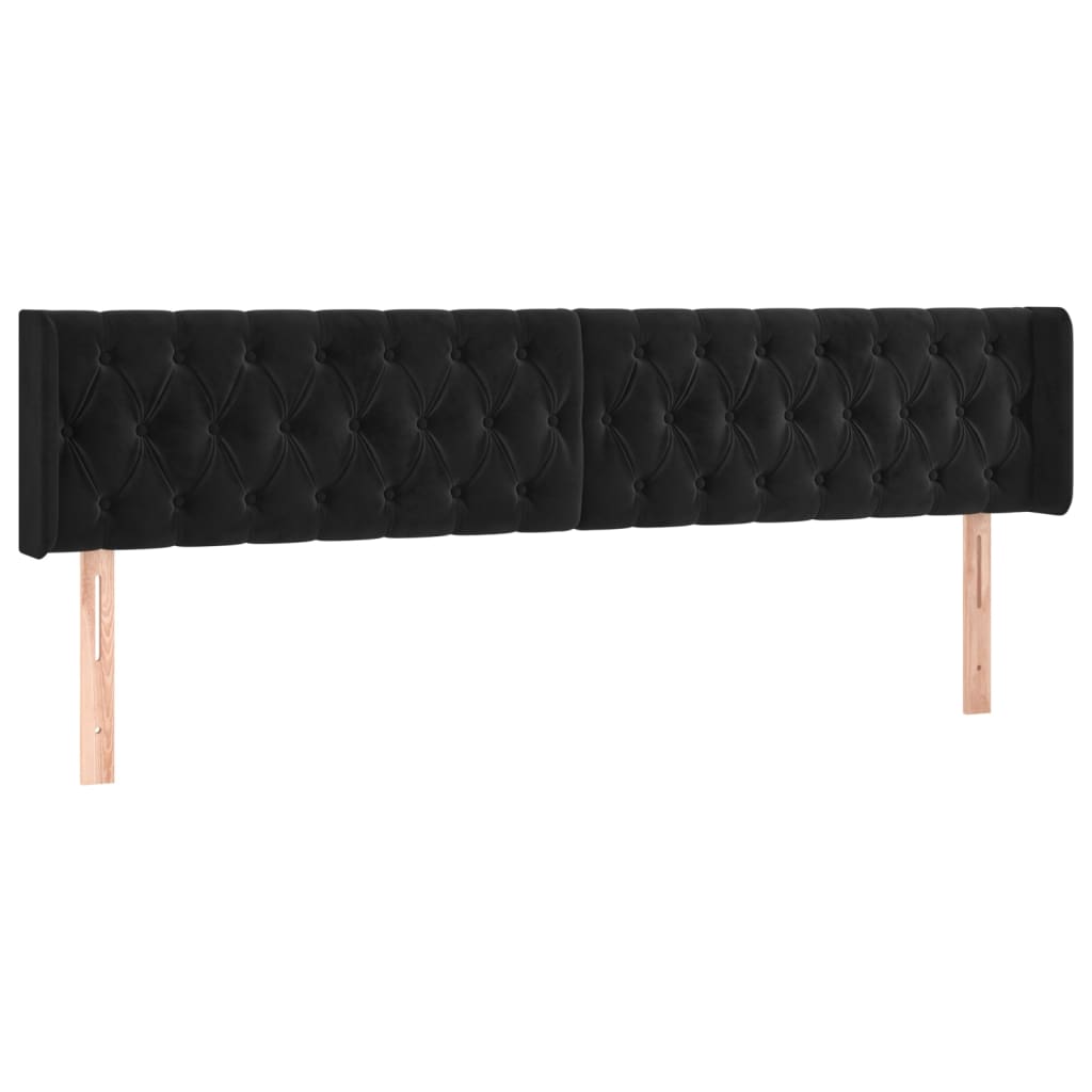 Hoofdbord LED 203x16x78/88 cm fluweel zwart is nu te koop bij PeponiXL, paradijselijk wonen!
