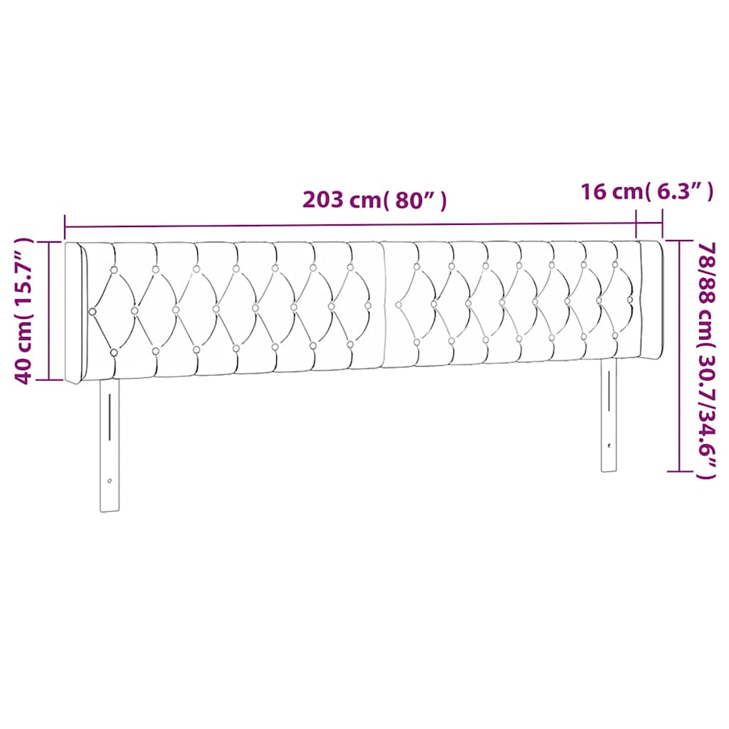 Hoofdbord LED 203x16x78/88 cm fluweel donkergroen is nu te koop bij PeponiXL, paradijselijk wonen!