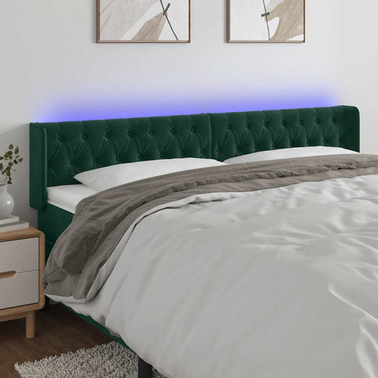 Hoofdbord LED 203x16x78/88 cm fluweel donkergroen is nu te koop bij PeponiXL, paradijselijk wonen!