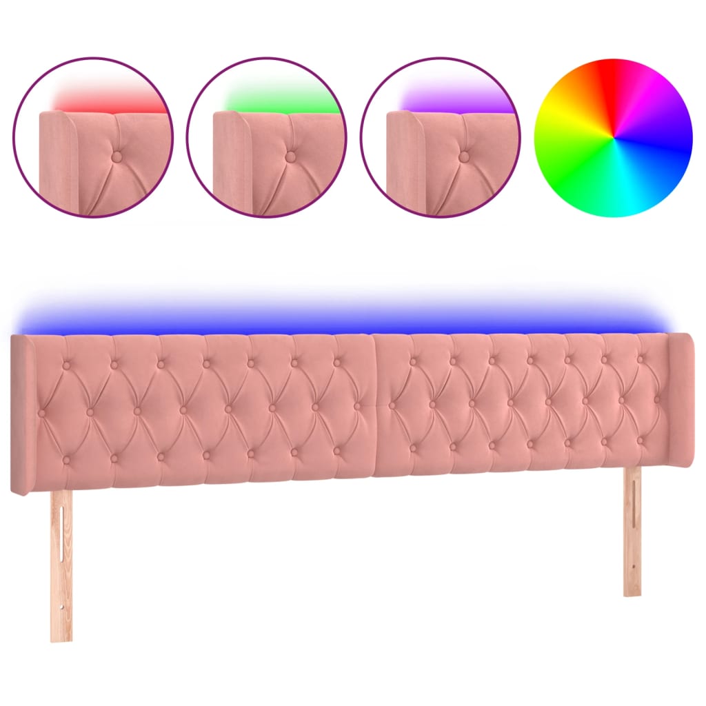 Hoofdbord LED 203x16x78/88 cm fluweel roze is nu te koop bij PeponiXL, paradijselijk wonen!