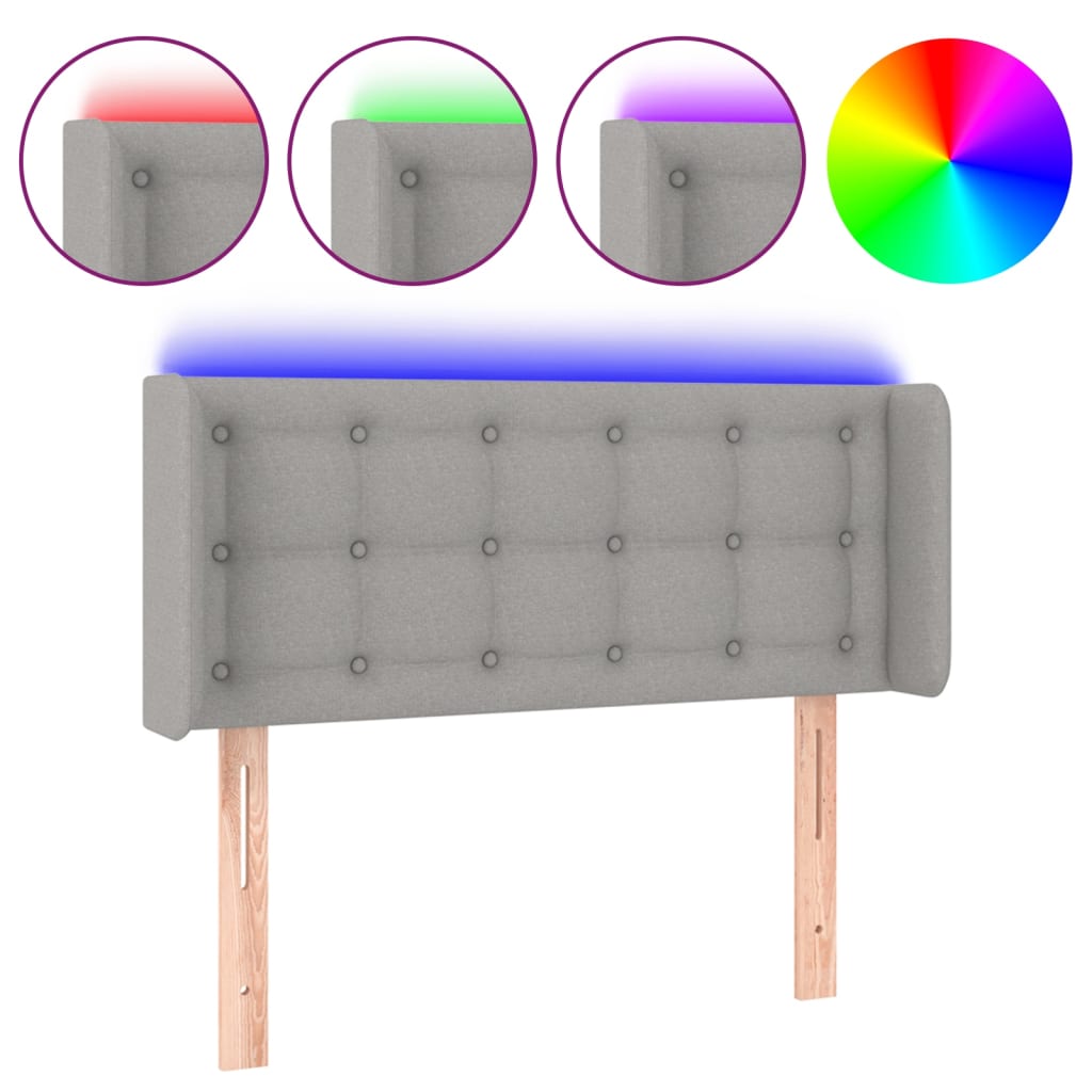 Hoofdbord LED 83x16x78/88 cm stof lichtgrijs is nu te koop bij PeponiXL, paradijselijk wonen!