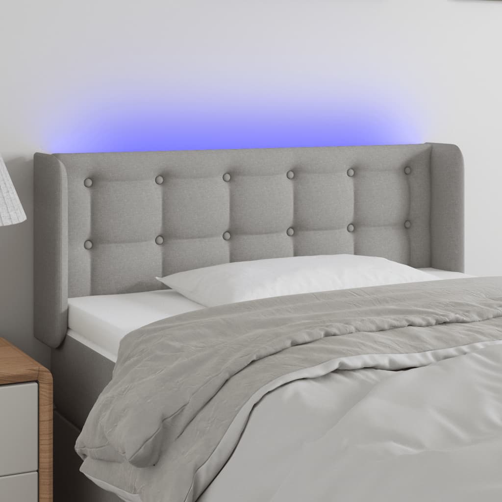Hoofdbord LED 83x16x78/88 cm stof lichtgrijs is nu te koop bij PeponiXL, paradijselijk wonen!