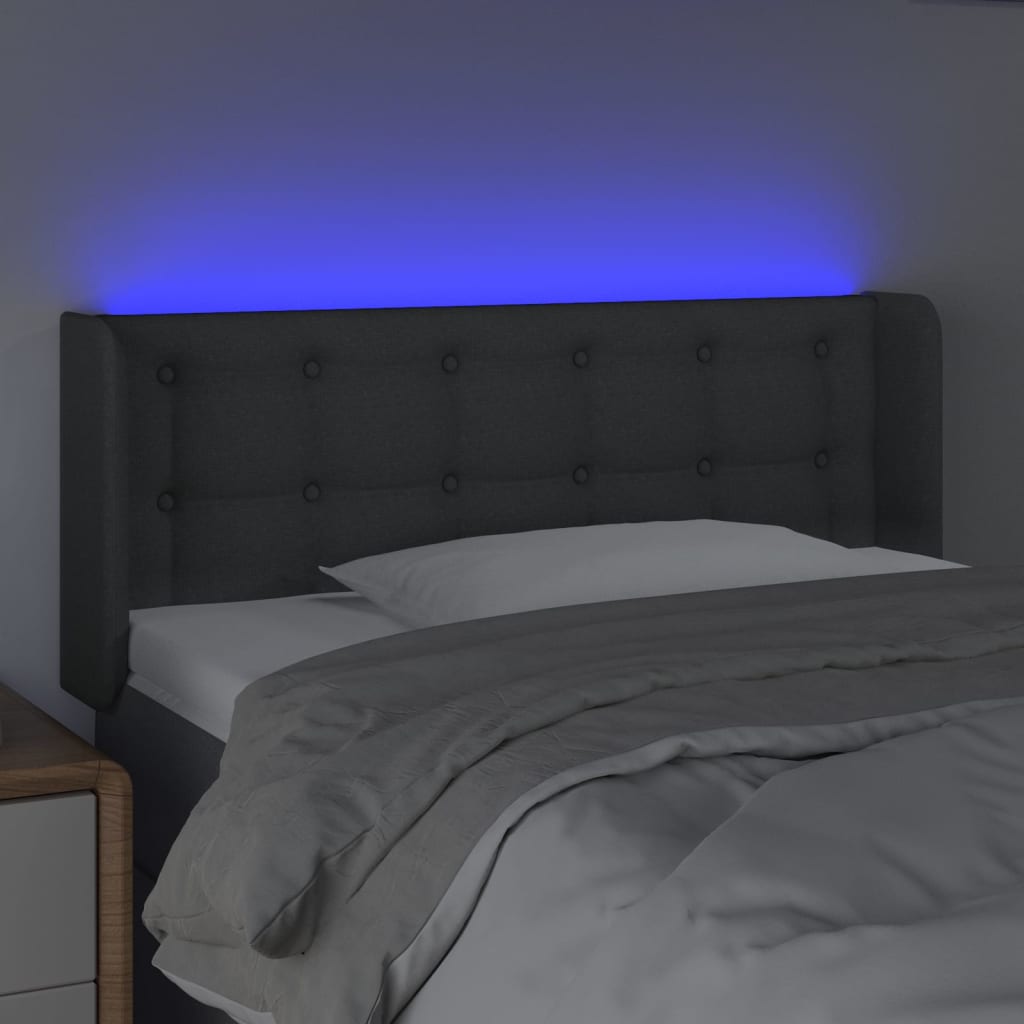 Hoofdbord LED 83x16x78/88 cm stof donkergrijs is nu te koop bij PeponiXL, paradijselijk wonen!
