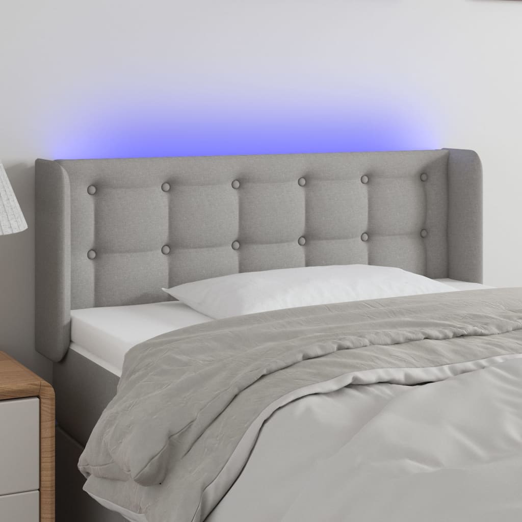 Hoofdbord LED 93x16x78/88 cm stof lichtgrijs is nu te koop bij PeponiXL, paradijselijk wonen!