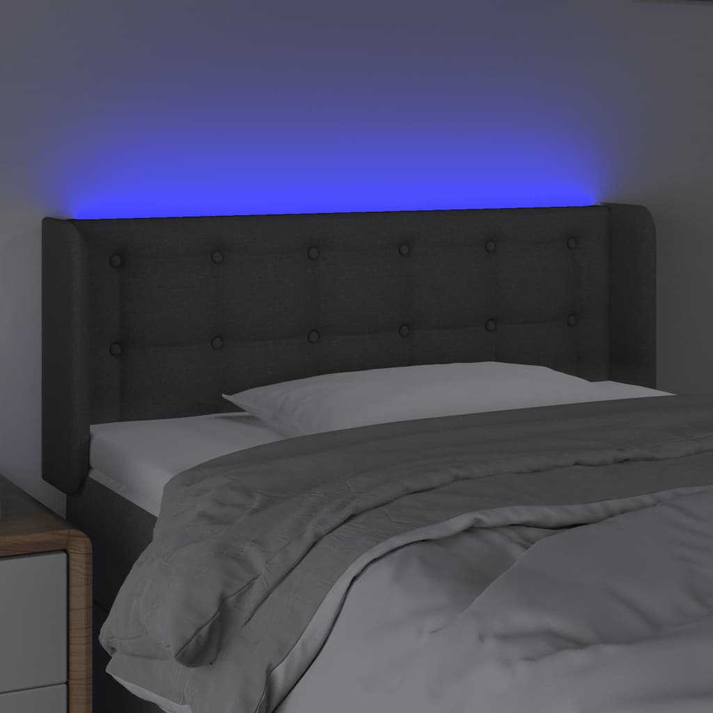 Hoofdbord LED 93x16x78/88 cm stof donkergrijs is nu te koop bij PeponiXL, paradijselijk wonen!