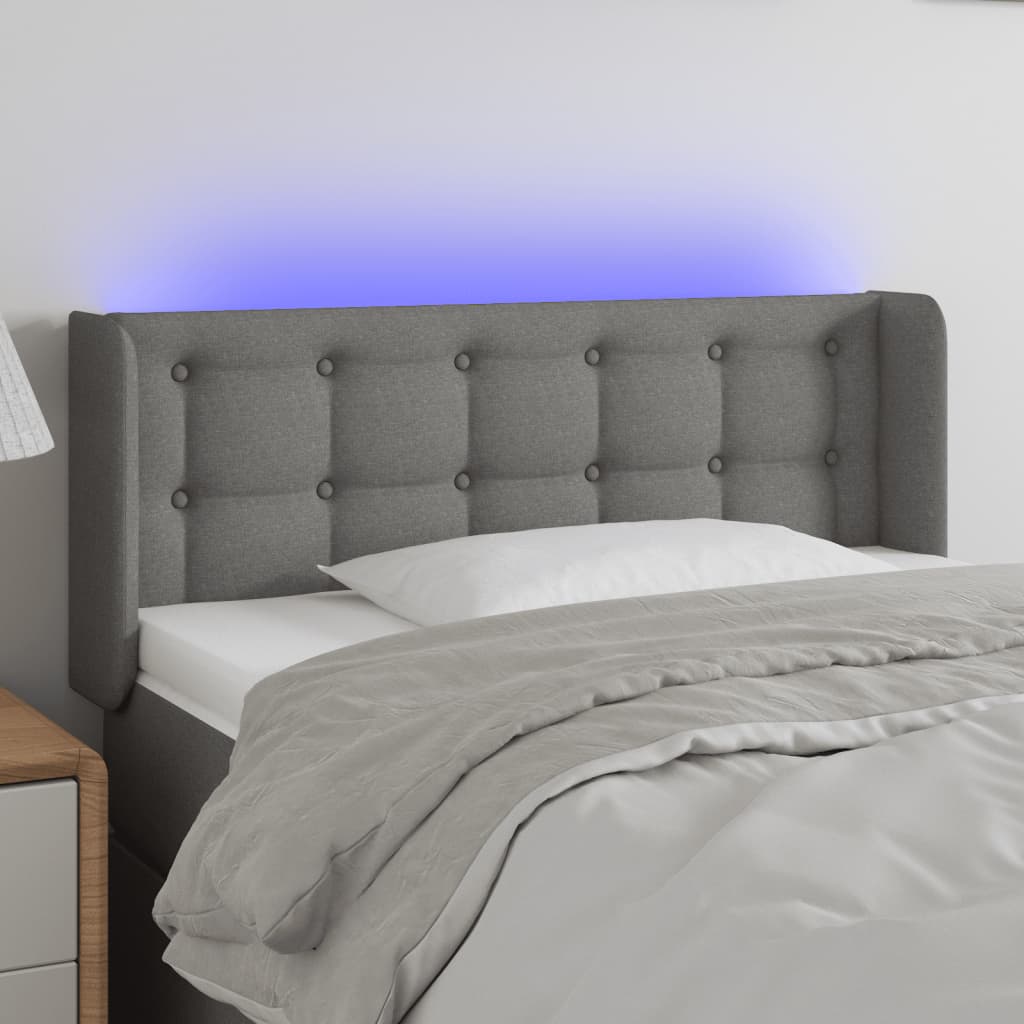 Hoofdbord LED 93x16x78/88 cm stof donkergrijs is nu te koop bij PeponiXL, paradijselijk wonen!