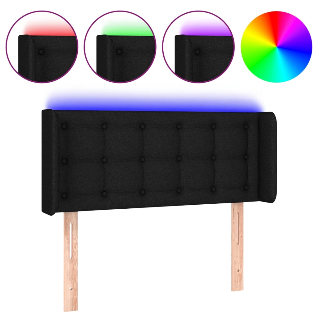 Hoofdbord LED 93x16x78/88 cm stof zwart is nu te koop bij PeponiXL, paradijselijk wonen!