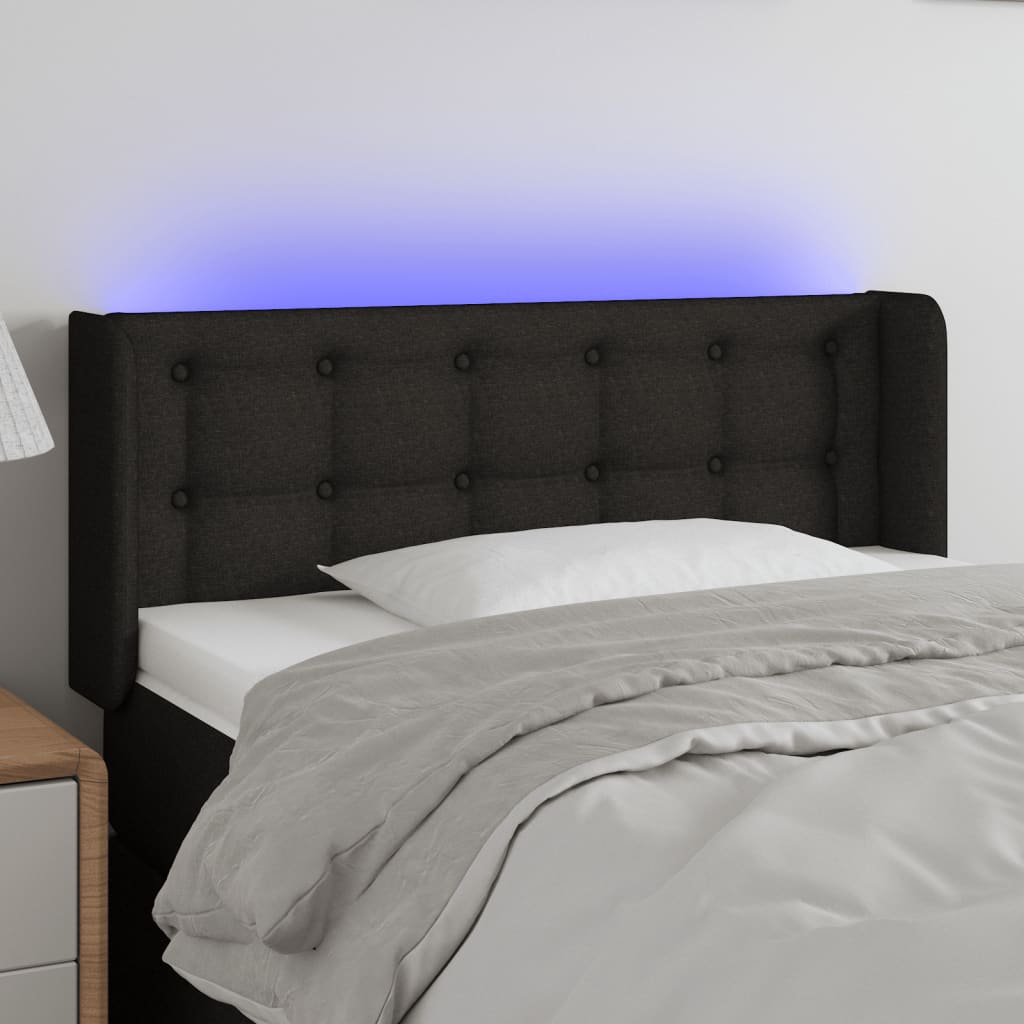 Hoofdbord LED 93x16x78/88 cm stof zwart is nu te koop bij PeponiXL, paradijselijk wonen!