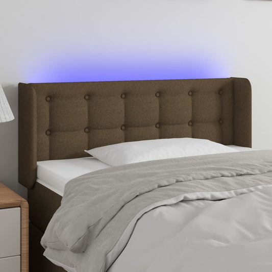 Hoofdbord LED 93x16x78/88 cm stof donkerbruin is nu te koop bij PeponiXL, paradijselijk wonen!